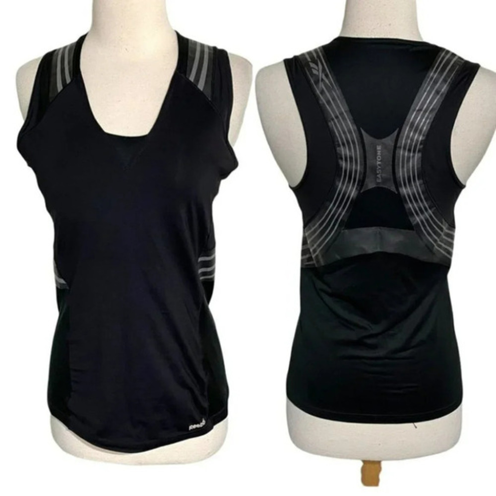 Reebok EasyTone Tank Top Size L Black Racerback PlayDry Built-in Bra Athletic